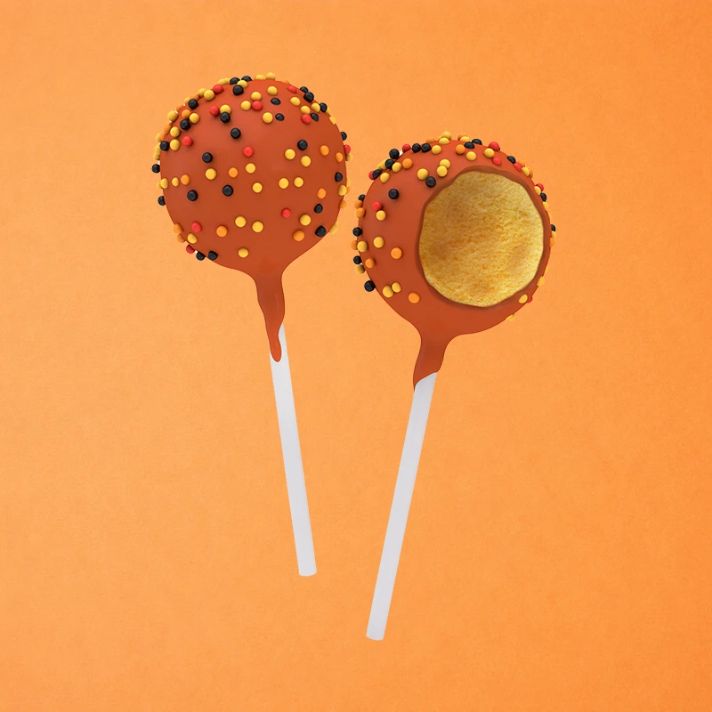 A  sweet buttery naturally flavored vanilla cake with chocolate chips dipped in milk and dark chocolates.