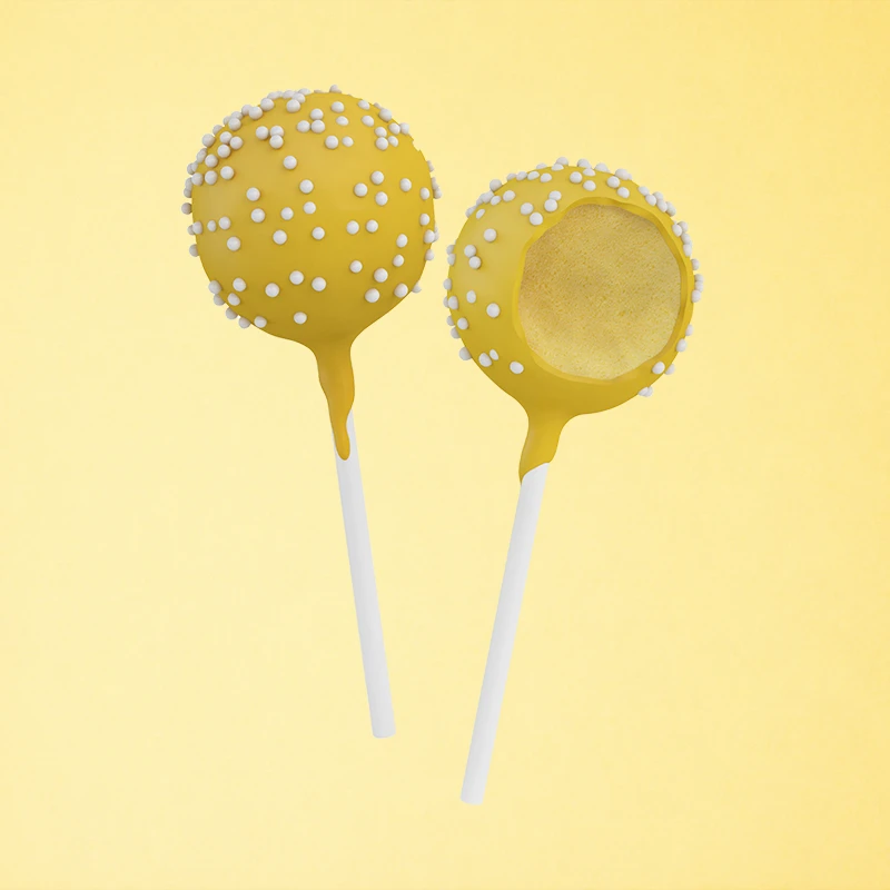 A burst of citrus delight with moist, lemon-infused cake coated in a layer of smooth, white chocolate.